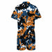 Men's One-Piece Short Sleeve Utility Jumpsuit with Zipper Front Design