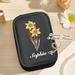 Personalized PU Leather Birth Flower Jewelry Box with LED Mirror – Birthday Gift for Her