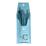 Personalized PU Leather Makeup Brush Bag with 8-Piece Floral Brush Set – Gift for Her