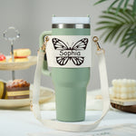 Personalized Butterfly Water Bottle Carrier Bag With Strap For 40oz Tumblers