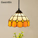 Tiffany Simple Pendant Light Mediterranean Stained Glass Hanging Lamp Home Decor