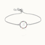 Colorful Rainbow Zircon Initial Letter Bracelet Jewelry For Women