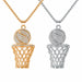 Basketball And Hoop Ice Gold Men Women Necklace Gold Silver Pendant Long Chain Necklace