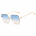 Women Big Square Sunglasses Metal Frame High Quality Luxury Sunglasses