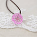 Handmade Transparent Resin Dried Flower Pendant Necklace Round Glass Jewelry For Women