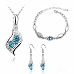 Beads Gold Silver Jewelry Sets Women Wedding Crystal Necklace Earrings Bracelet Set