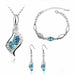 Beads Gold Silver Jewelry Sets Women Wedding Crystal Necklace Earrings Bracelet Set