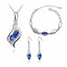 Beads Gold Silver Jewelry Sets Women Wedding Crystal Necklace Earrings Bracelet Set