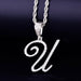 Cursive Letter Pendant Necklaces Charm Men Women Fashion Jewelry With Rope Chain