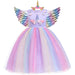 Rainbow Unicorn Dress Kids Gown Baby Girl Princess Party Costume Children Clothing