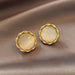 Elegant Exquisite Opal Petal Circle Stud Earrings Women Luxury Fashion Jewelry