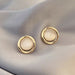 Elegant Exquisite Opal Petal Circle Stud Earrings Women Luxury Fashion Jewelry