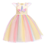 Rainbow Unicorn Dress Kids Gown Baby Girl Princess Party Costume Children Clothing
