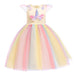 Rainbow Unicorn Dress Kids Gown Baby Girl Princess Party Costume Children Clothing