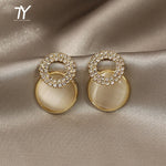 Elegant Exquisite Opal Petal Circle Stud Earrings Women Luxury Fashion Jewelry
