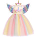 Rainbow Unicorn Dress Kids Gown Baby Girl Princess Party Costume Children Clothing