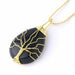 Tree of Life Necklace Natural Stone Pendant Gold Color Wire Wrap Gem Stone Jewelry