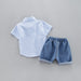 Kids Toddler Boy Clothing Set Short Sleeve Shirt Jeans Cotton Clothing Set