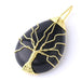 Tree of Life Necklace Natural Stone Pendant Gold Color Wire Wrap Gem Stone Jewelry