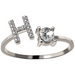 A-Z Letter Silver Adjustable Ring Initial Letter Creative Rings Trendy Jewelry