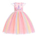Rainbow Unicorn Dress Kids Gown Baby Girl Princess Party Costume Children Clothing