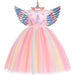 Rainbow Unicorn Dress Kids Gown Baby Girl Princess Party Costume Children Clothing