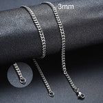 Cuban Chain Necklace Men Women Punk Stainless Steel Curb Link Chain
