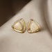 Elegant Exquisite Opal Petal Circle Stud Earrings Women Luxury Fashion Jewelry