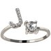 A-Z Letter Silver Adjustable Ring Initial Letter Creative Rings Trendy Jewelry