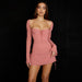 Women Flare Long Sleeve Dress Bandage Robes Sexy Cut Party Club Vestidos