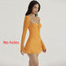 Women Flare Long Sleeve Dress Bandage Robes Sexy Cut Party Club Vestidos