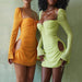 Women Flare Long Sleeve Dress Bandage Robes Sexy Cut Party Club Vestidos
