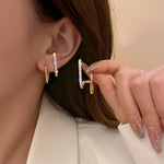 Irregular U-shaped Gold Color Earrings Woman Crystal Fashion Jewelry