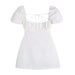 Women Fashion Cotton Dress Backless Puff Short Sleeve Ladies Sundress