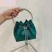 Tassel Evening Clutch Bag Women Luxury Designer Chain Metal Ring Handle Shiny Silk Bucket Purse