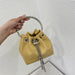 Tassel Evening Clutch Bag Women Luxury Designer Chain Metal Ring Handle Shiny Silk Bucket Purse