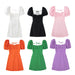 Women Fashion Cotton Dress Backless Puff Short Sleeve Ladies Sundress