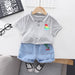 Baby Girls & Boys Clothes Suit Children Fashion Cartoon T-Shirt Shorts 2Pcs/Sets