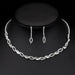 Fashion Bridal Jewelry Sets Women Rhinestone Crystal Necklace Earrings Sets