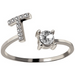A-Z Letter Silver Adjustable Ring Initial Letter Creative Rings Trendy Jewelry