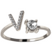 A-Z Letter Silver Adjustable Ring Initial Letter Creative Rings Trendy Jewelry