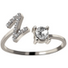 A-Z Letter Silver Adjustable Ring Initial Letter Creative Rings Trendy Jewelry
