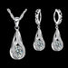 Water Drop CZ Sterling Silver Jewelry Set Women Pendant Necklace Earrings Set
