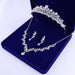 Crystal Leaf Bridal Jewelry Sets Rhinestone Crown Tiaras Necklace Earrings Set