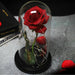 Artificial Eternal Rose LED Light Beauty & The Beast In Glass Cover Home Decor Gift