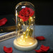 Artificial Eternal Rose LED Light Beauty & The Beast In Glass Cover Home Decor Gift