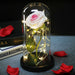 Artificial Eternal Rose LED Light Beauty & The Beast In Glass Cover Home Decor Gift