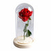 Artificial Eternal Rose LED Light Beauty & The Beast In Glass Cover Home Decor Gift