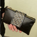 Luxury Women PU Leather Handbag Brand Designer Double Zipper Rivet Clutch Bags