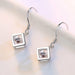 925 Sterling Silver Geometric Square Shape Necklace Earrings Bracelet Wedding Jewelry Set